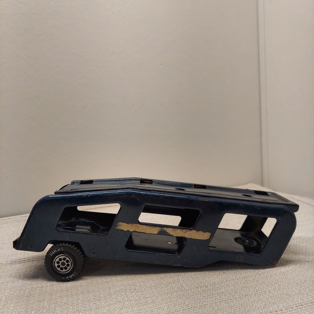 Vintage Tonka Pressed Steel Otto's Transport Car Hauler Trailer Blue 13 Inch - Picture 3 of 12